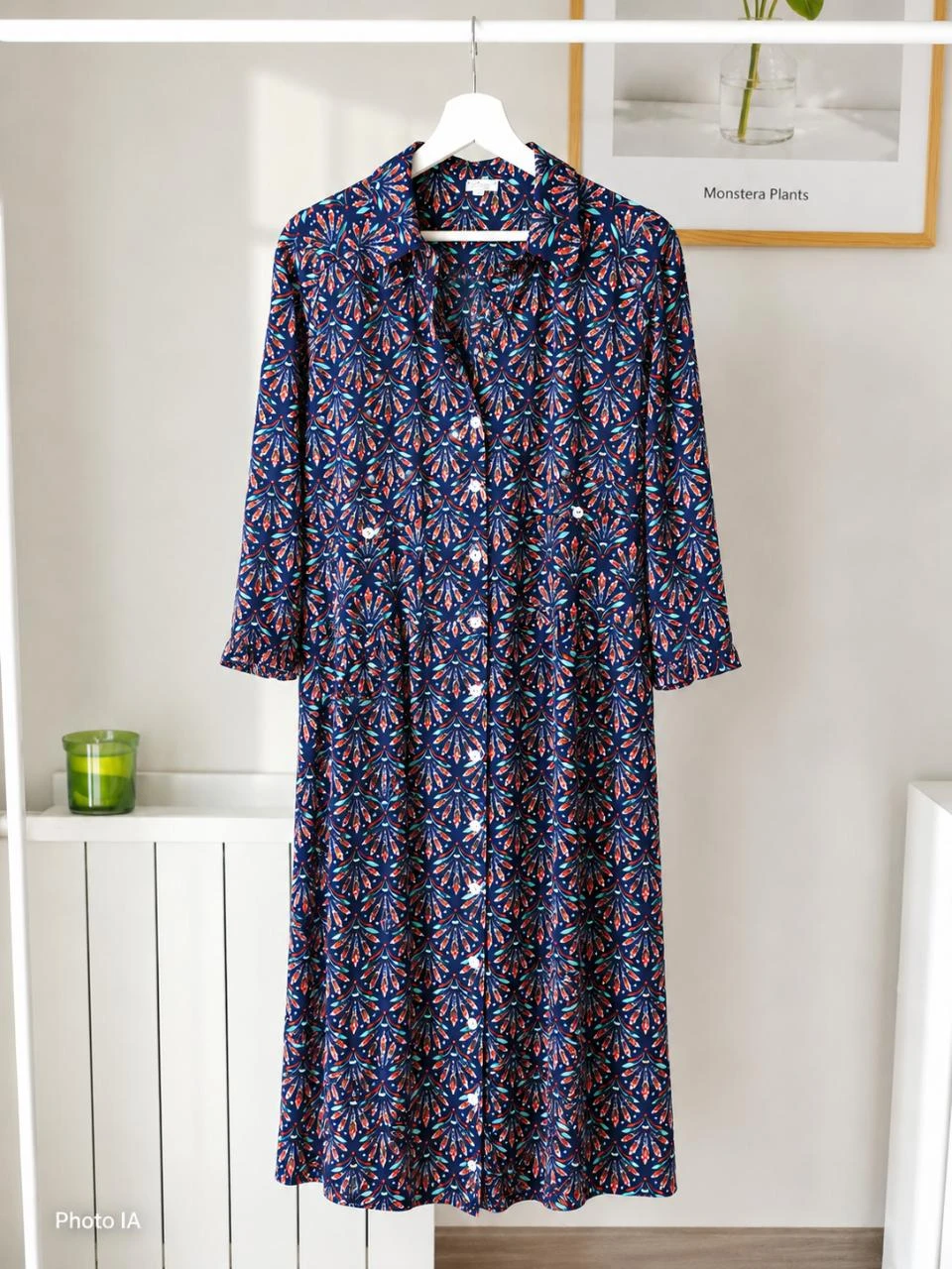Vestido azul marino floral abotonado • Les Ateliers de la maille Talla 2 (40-42) Casual – photo 2
